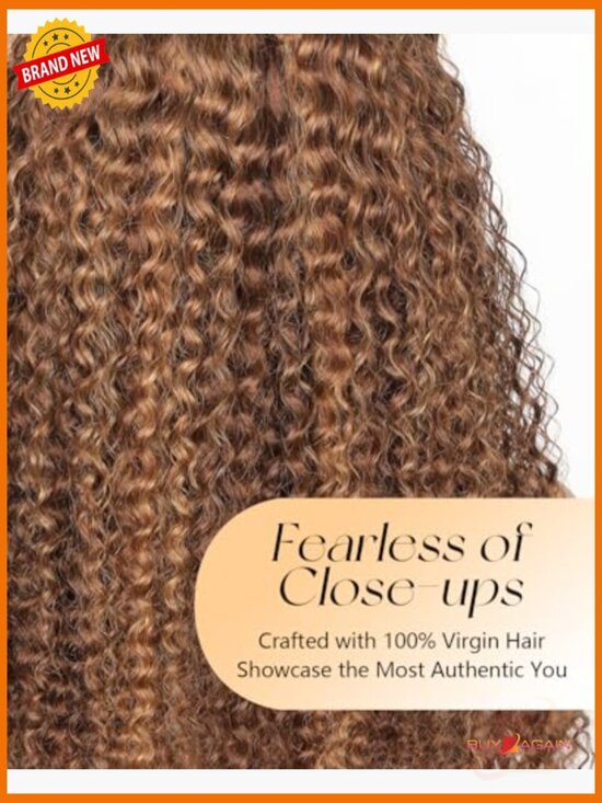 Ombre Highlight Curly Wig with Bangs HD Lace Glueless Water Wave 24 Inch main image 6